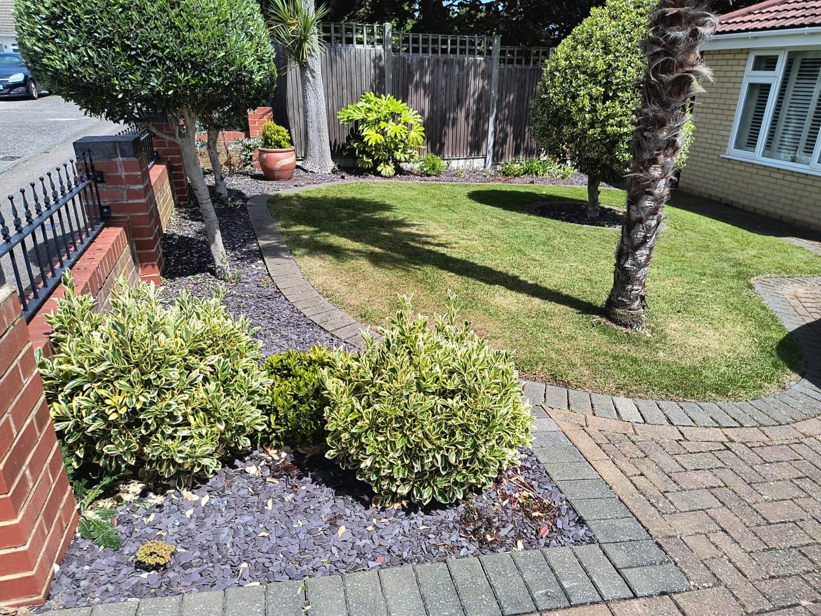 A freshly mown garden lawn in Ash, Kent, on a weekly lawn care visit
