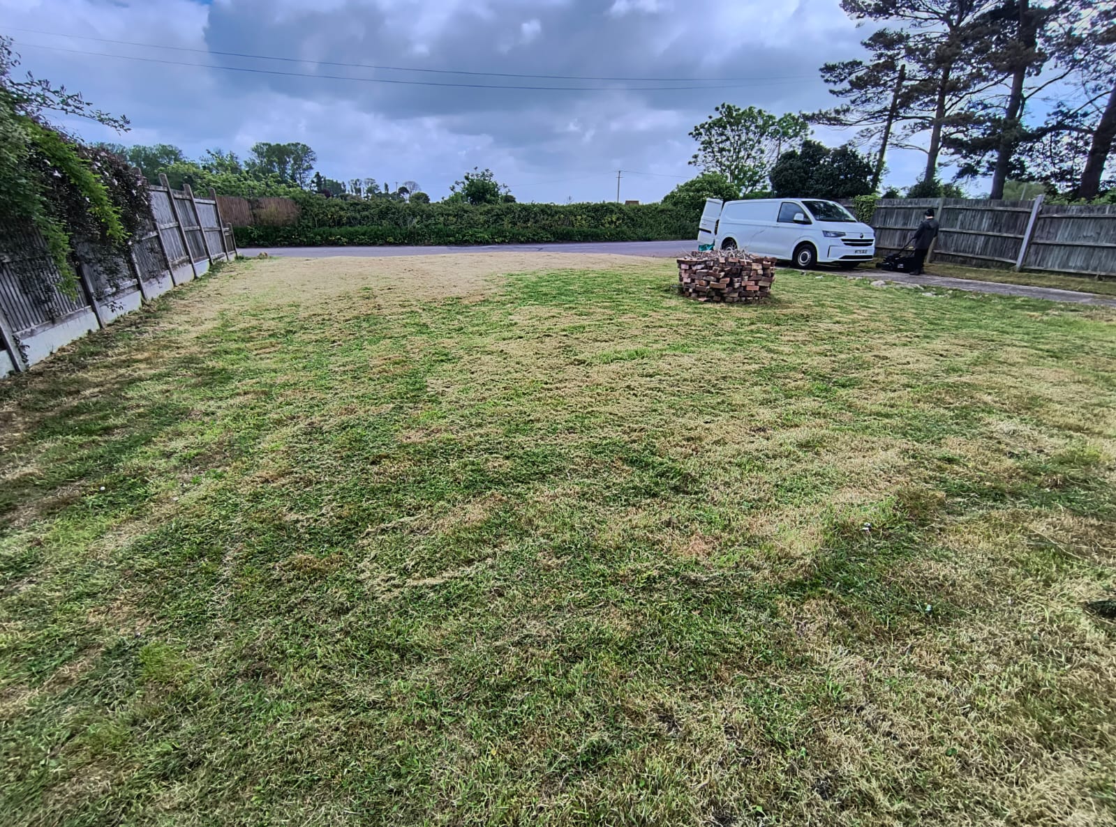 The finished front garden lawn in Sandwich, mown and tidied